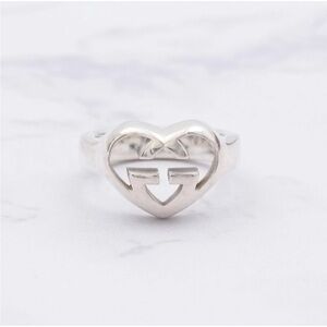 AUTH GUCCI Ring • AG Silver 925 Love Heart Amor Ring Authentic Gucci Jewelry